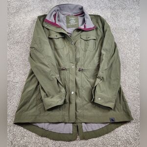 L.L.Bean Jacket Womens XL Green Utility Anorak Drawstring Waist Lined